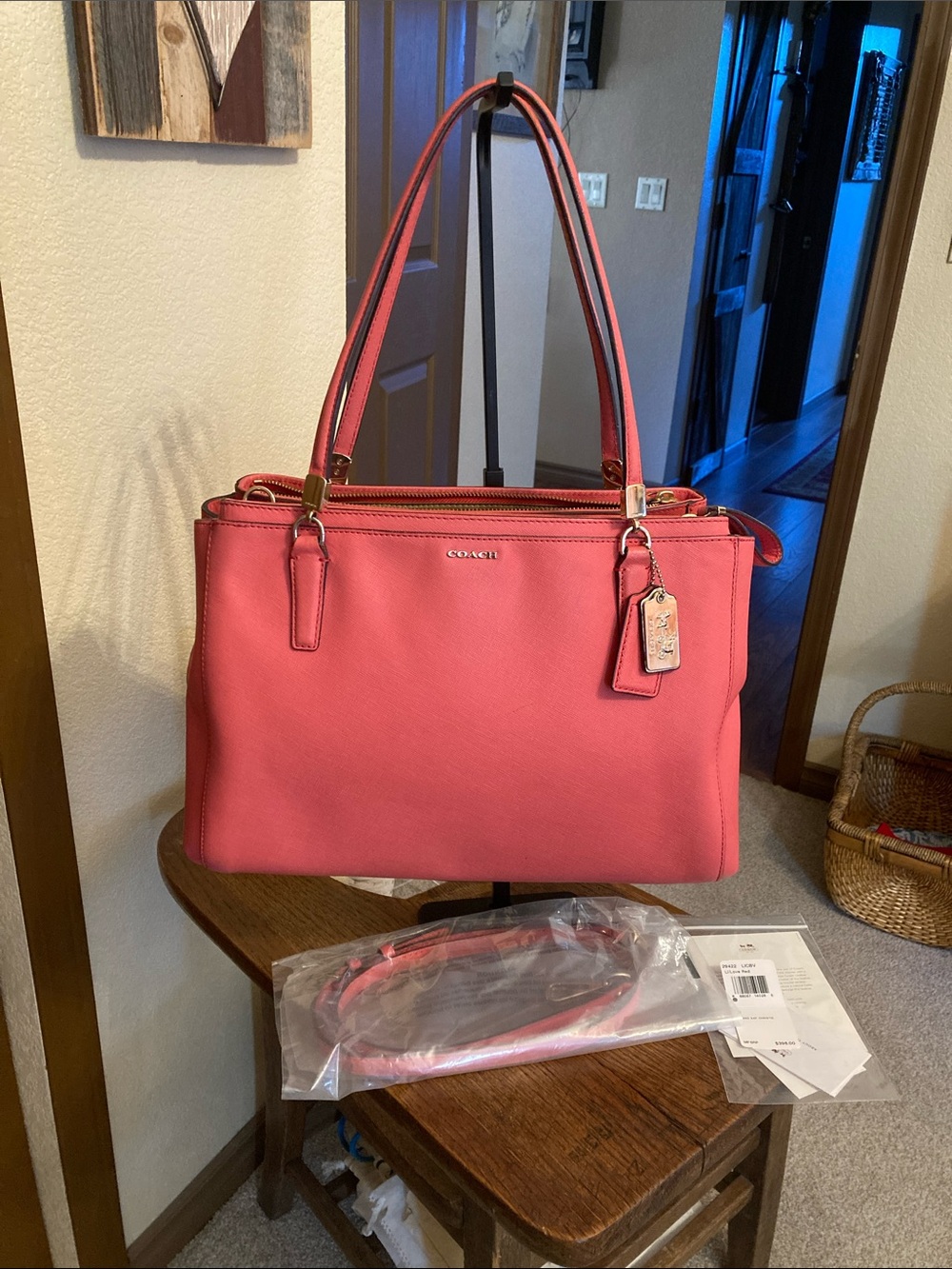 Coach Madison Saffiano Leather CHRISTIE Carryall Satchel w/Dust Bag & Box EGU